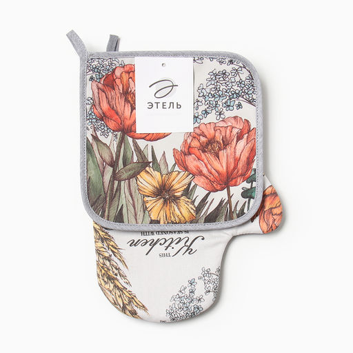 Набор кух. Этель Маковые поля варежка-прихватка 20х28см, прихватка 19х19см,100% хл  фото 6