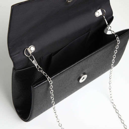 Сумка-клатч женская вечерняя на магните, на цепочке, мерцающая, чёрная