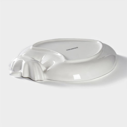 Блюдо с соусником Magistro «Клубника Бланш», 20×17 см, фарфор, белое