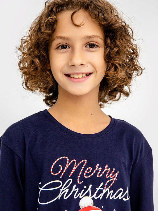 Комплект для мальчиков синий с принтом новогодние печеньки - Mark formelle фото 4