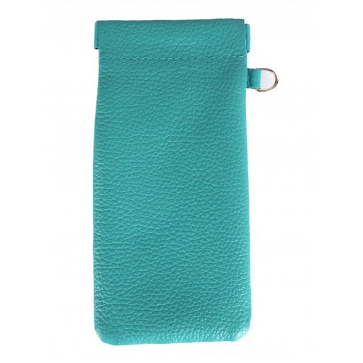 Футляр для очков Croco фо-725 (на пружинке) натуральная кожа бирюза флотер (110) 264586  фото 2