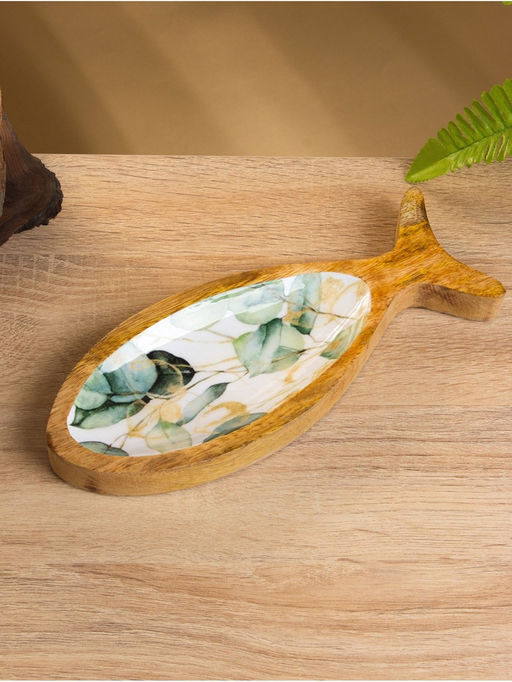 Блюдо в форме рыбки «Оливковая ветвь», 25.5×10×2 см, дерево манго