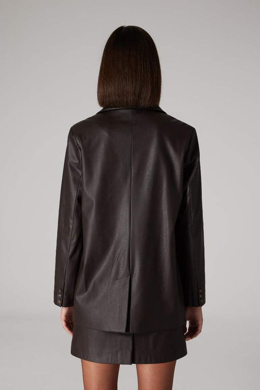 Блейзер на пуговицах из искусственной кожи с воротником и воротником Sorbe x DeFacto  фото 7