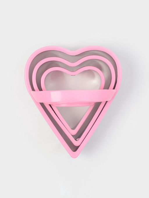Цена за 2 шт. Формы для печенья KONFINETTA Сердце, набор 3 шт., металл, розовые  фото 4