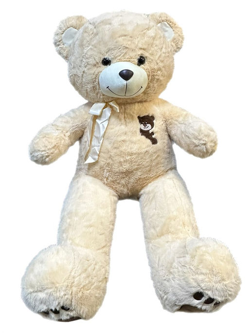 Мишка песцовый с аппликацией, длинные лапки, 100см. (Белоруссия)