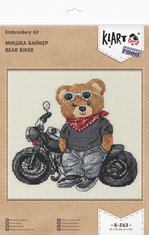 Klart набор для вышивания 8-563 Мишка байкер 15 х 14 см