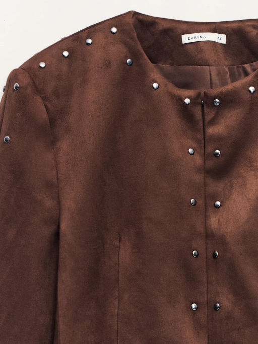 Жакет замшевый с заклепками / Zarina  фото 4