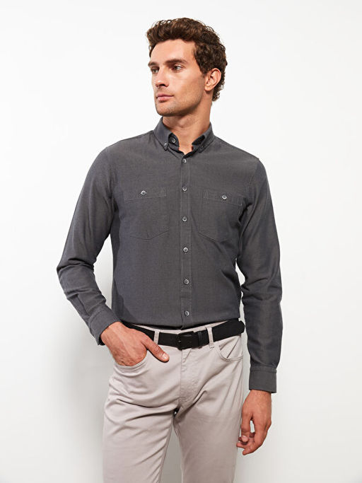 Regular Fit Uzun Kollu Gabardin Erkek G?mlek