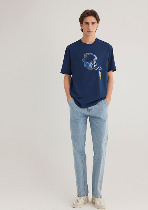 Bask?l? Lacivert Tisort - Mavi фото 3