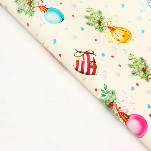 Цена за 10 шт. Бумага упаковочная новогодняя глянцевая Шарики, 50?70 см