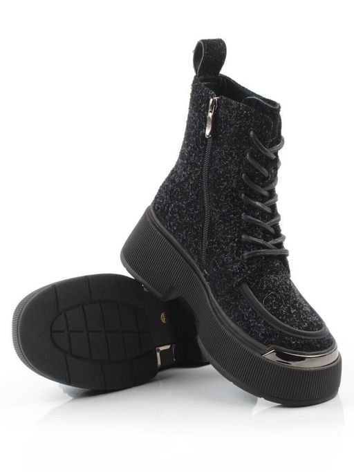 01-DMD-D256 BLACK Ботинки демисезонные женские (натуральная кожа, байка)