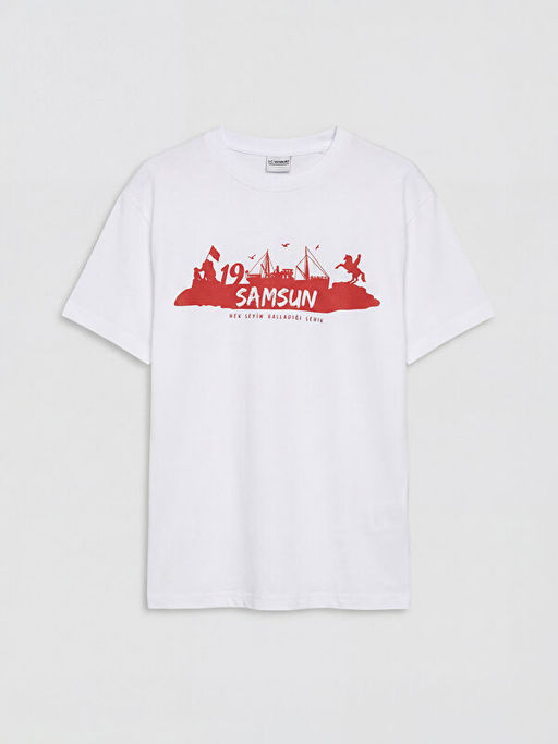 Bisiklet Yaka Samsun Bask?l? Erkek ?ocuk Ti??rt