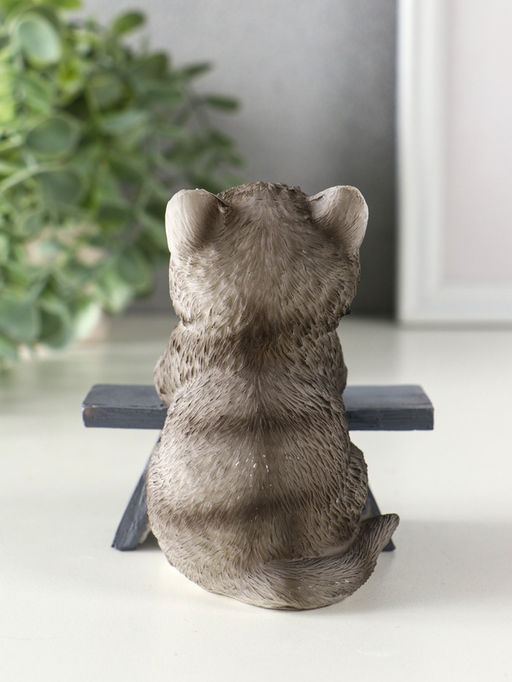 Фигурка полистоун «Котик с книгой за партой», серый, 9×8.5×9.5 см