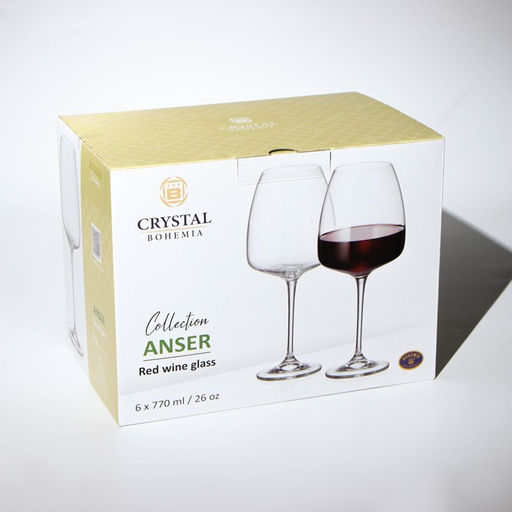 Бокалы для вина Anser, 770 мл, набор 6 шт., стекло, прозрачные