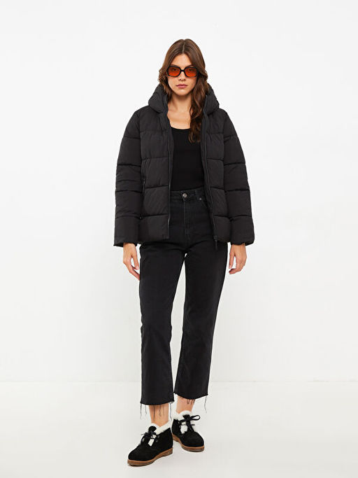 Kad?n Kap??onlu D?z ?i?me Mont