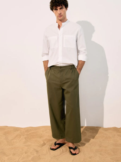 Рубашка с воротником-стойкой из льна ZR2605043011-1 / Zarina