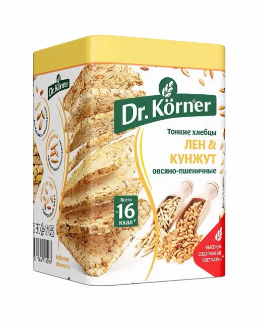 Цена за 2 шт.Хлебцы Овсяно-пшеничные со смесью семян 0,1 - Dr.korner фото 5