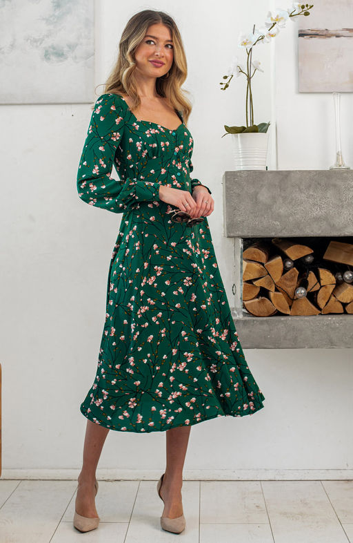 Эффектное платье изумрудный/цветы - Donna saggia фото 2