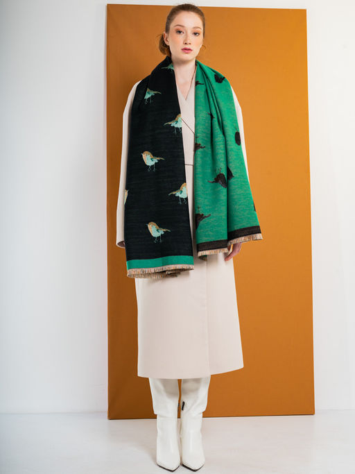 В составе шерсть! Большой, теплый двусторонний палантин - Tantino фото 2