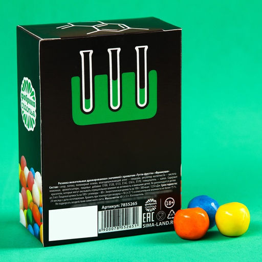 Жевательная резинка Твои родители, случайно, не химики в коробке, 60 г. (18+) - Simaland фото 3