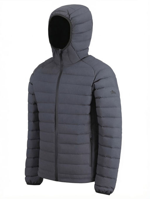 Куртка мужская стёганая с капюшоном с графеновой подкладкой темно-серого цвета 9623_1TC