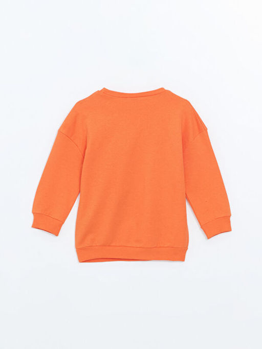 Bisiklet Yaka Bask?l? Erkek Bebek Sweatshirt