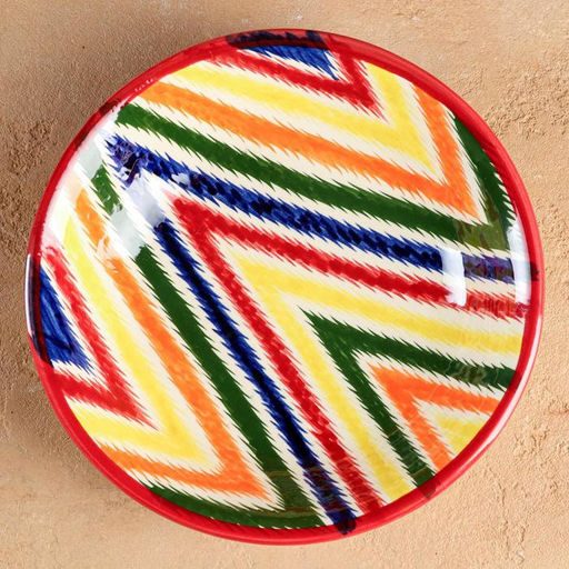 Тарелка Риштанская Керамика Атлас, разноцветная, глубокая, 20 см - Шафран фото 2