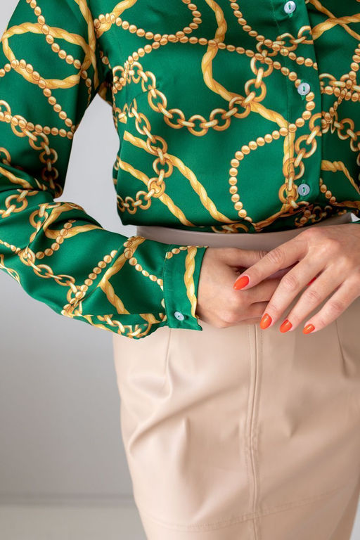 Блузка ТБ-34 цепи-зеленый - Angelika фото 3