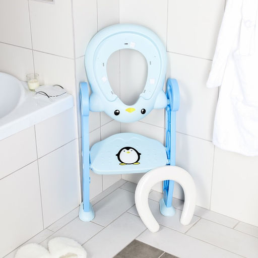 Детская накладка - сиденье на унитаз «Пингвин», голубая