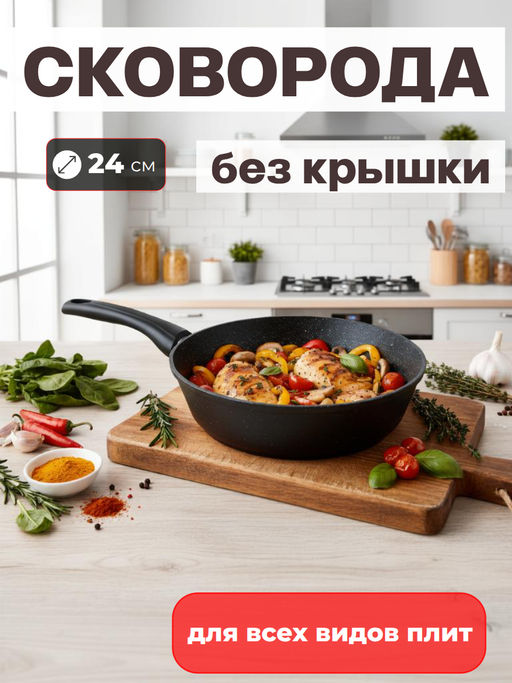 Сковорода 240мм СмоРодина пласт/руч. без кр, индукция, СРс9241и