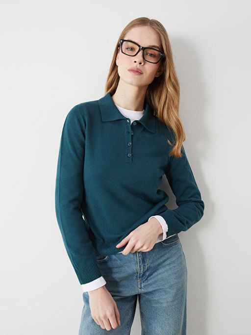 Polo Yaka Kad?n Triko Kazak