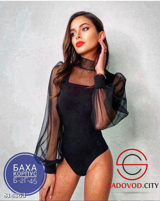 Блузка боди с длинным рукавом сетка - Bruno фото 2