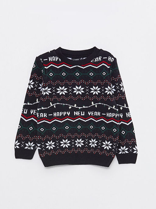 Bisiklet Yaka Y?lba?? Temal? Uzun Kollu Erkek ?ocuk Triko Kazak - Waikiki фото 3