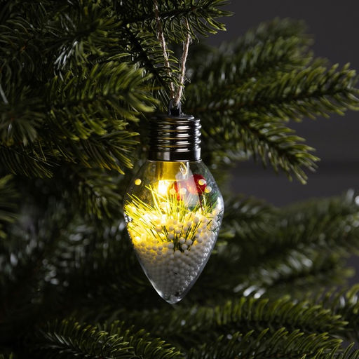 Ёлочный шар «Снежная хвоя», 9×5.5 см, 1 LED, от батареек LR44×3, свечение тёплое белое