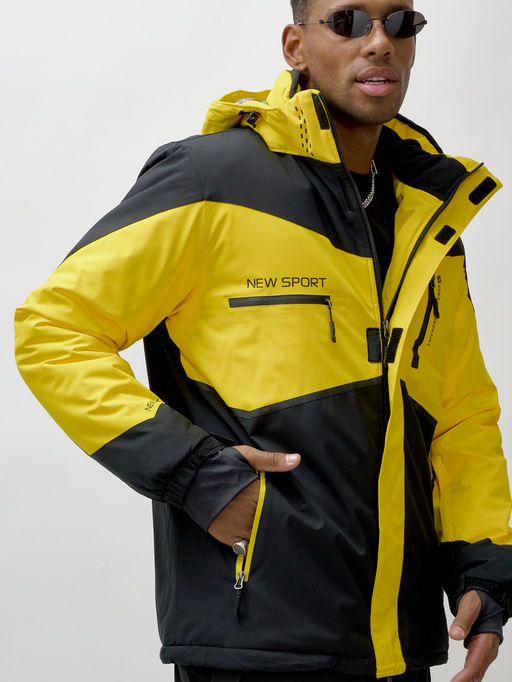 Горнолыжный костюм мужской зимний желтого цвета 372J