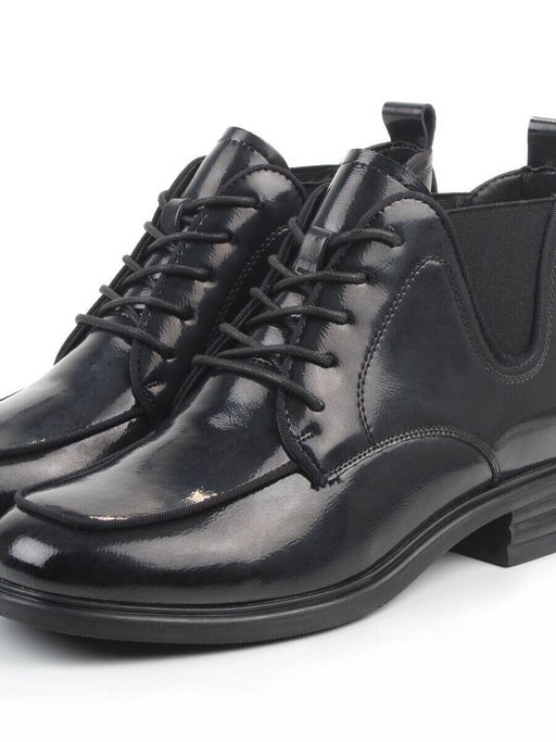 01-M43-22 BLACK Ботинки демисезонные женские (натуральная кожа, байка)