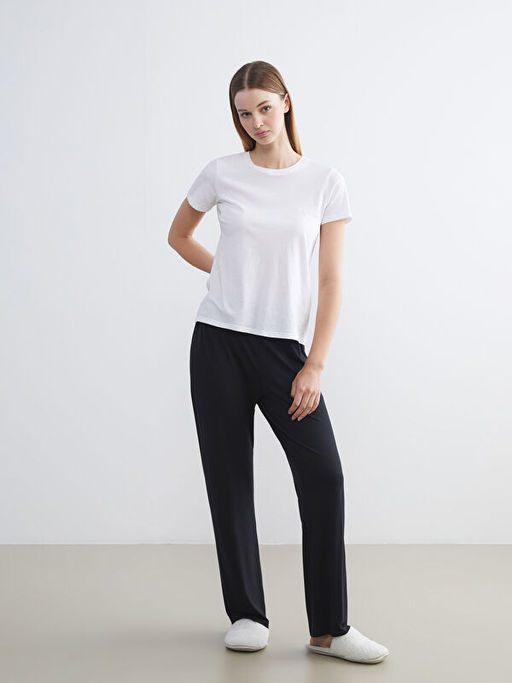 Beli Lastikli Modal Kar???ml? Kad?n Pijama Alt?