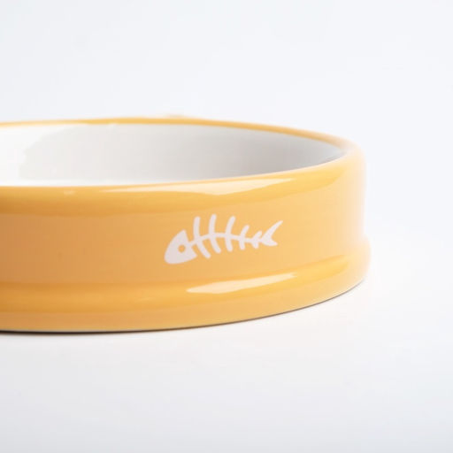 Миска керамическая Голова кота 200 мл - 15153.5 см, белая/жёлтая - Пижон фото 6
