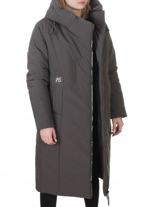 M-9102 GRAY/GREEN Пальто зимнее женское (верблюжья шерсть, 120 гр. холлофайбер)