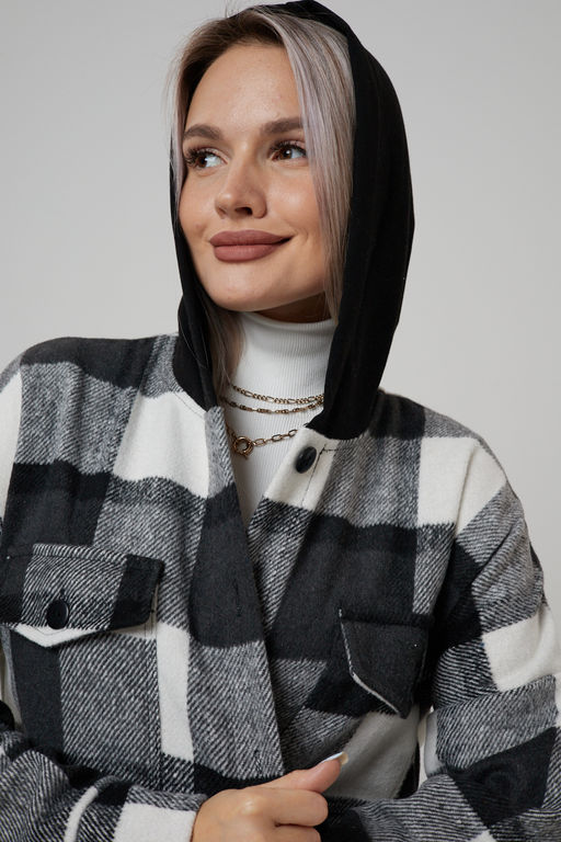 Рубашка женская в клетку с капюшоном РЖКК-01