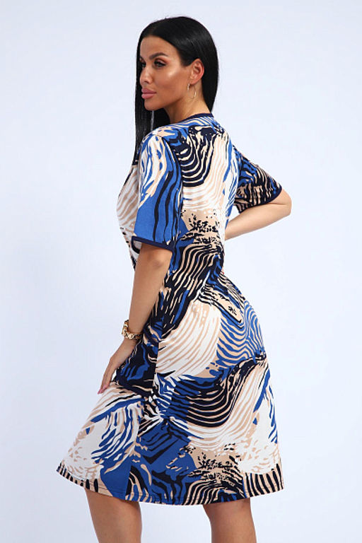 Халат женский на молнии с карманами (01057, синий) - Плиона фото 13