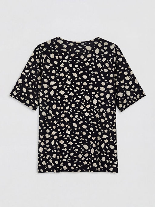 Bisiklet Yaka Desenli Kad?n Ti??rt