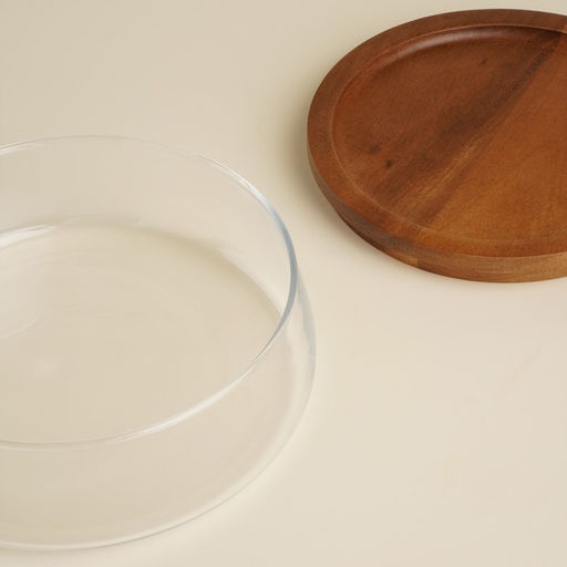 Фруктовница SL Home «Южная акация», 1 л, 19×6 см, с крышкой, стекло, прозрачная