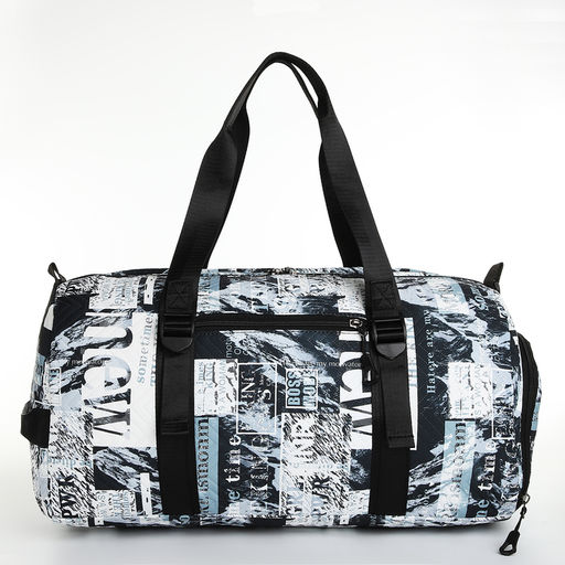 Сумка спорт L-б/н Буквы, 45*21*24, отд на молн, отд д/обуви, 2 н/кармана, дл ремень, черный - Simaland фото 3