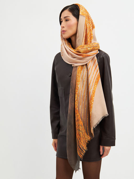 Большой, мягкий, тонкий и очень нежный двусторонний палантин с рисунком - Tantino фото 20