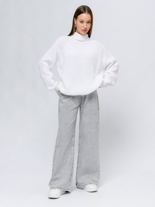 Джемпер белого цвета с высоким горлом - 1001dress фото 2