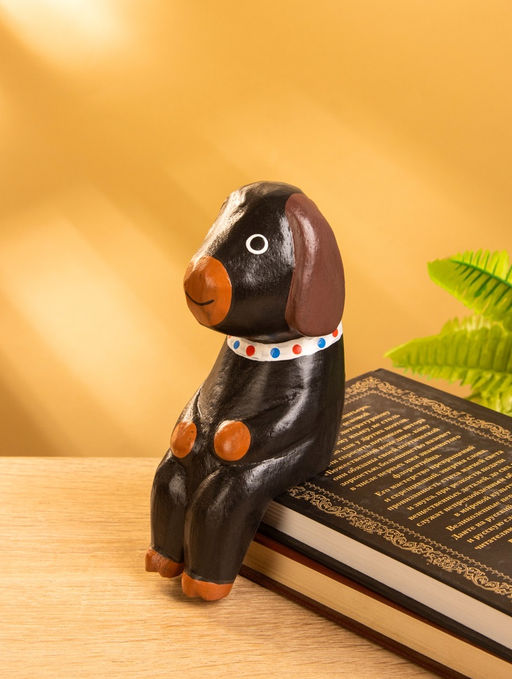 Сувенир «Щенок сидячий», 5×7×15 см, дерево, чёрный