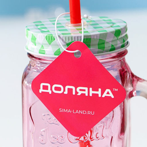 Банка стеклянная с крышкой и трубочкой Доляна «Галерея», 500 мл, 11×8×13.5 см, цвета МИКС