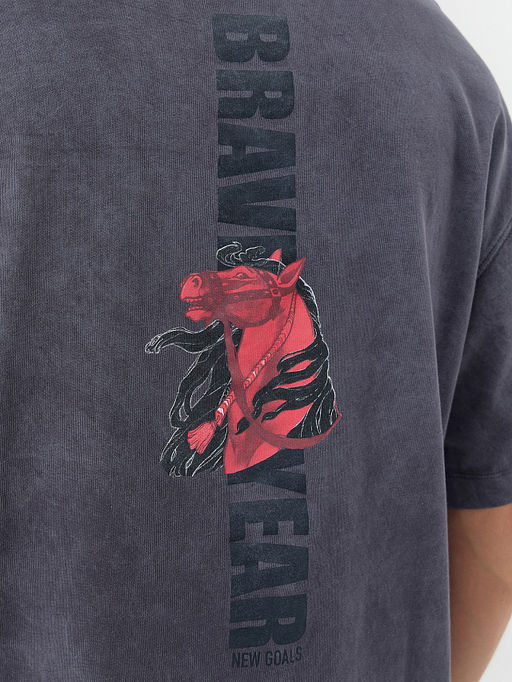 Футболка мужская серая с надписью Brave year - Mark formelle фото 5