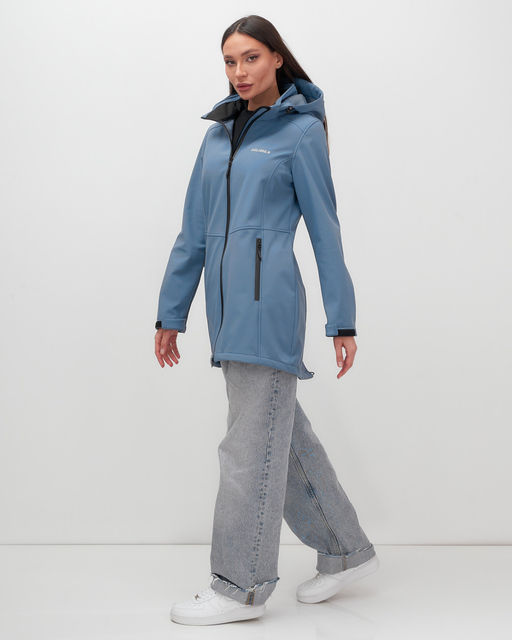 Парка спортивная женская с капюшоном softshell синего цвета 9568S - Mtforce фото 4